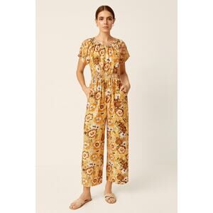 Melloday Women's Floral Print Wide Leg Jumpsuit - Size Small NWOT